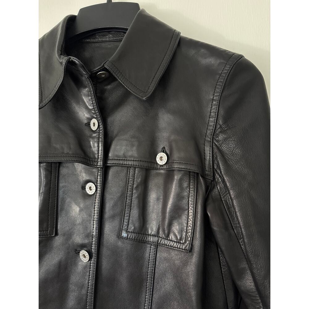 Vintage 90s Pellessimo France Black Lambskin Leather Jacket Size 2 (Small) - Picture 2 of 9